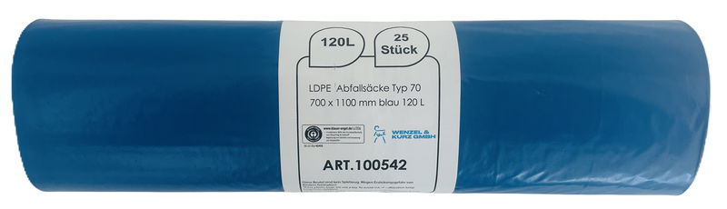 WUK Müllsack 120 Ltr. blau Typ 70